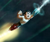 Freddie Highmore & Kristen Bell in the movie Astro Boy