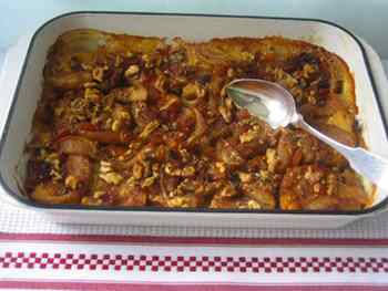Baked Eggnog French Toast with Apples and Apricots Recipe