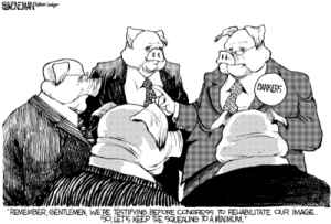 Sheneman, Drew - Editorial Cartoon  | Why are Bankers Still Being Treated as Beltway Royalty | Arianna Huffington