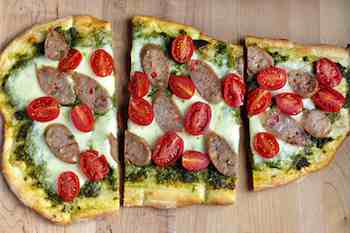 Cherry Tomato, Mozzarella and Sausage Pizza - Looking for Something New for the Grill? Try Pizza Dessert