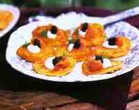 Corn-Leek Cakes with Caviar, Smoked Salmon and Creme Fraiche