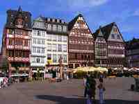 Frankfurt's Romerberg Square looks old, but this row of half-timbered buildings was built in 1983