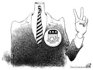 Don Wright - Editorial Cartoon  | Conservatives & GOP Need a Hero - Jonah Goldberg