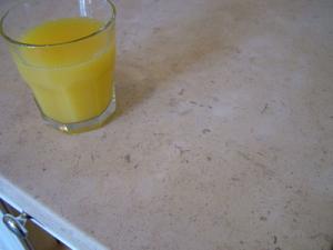 This limestone countertop is gorgeous. You can see the fossils that helped create the stone