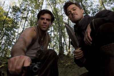 Eli Roth and Brad Pitt in the movie Inglourious Basterds
