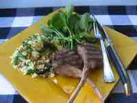 Lamb Chops and Couscous with Asparagus, Mint and Almonds