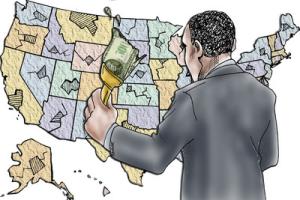 Jennifer Kohnke - Editorial Cartoon  | President Obama and the stimulus package. 