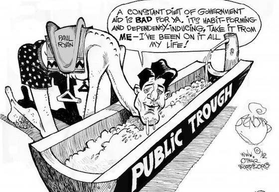 Paul Ryan at the Trough (Khalil Bendib)