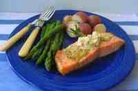 Roasted Salmon Fillets Topped with Mustard Herb Butter  Recipe