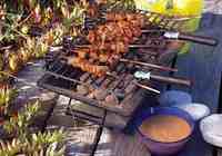 Spicy Grilled Pork Sate with Orange-Cilantro Cream Dessert