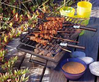 Spicy Grilled Pork Sate with Orange-Cilantro Cream Dessert