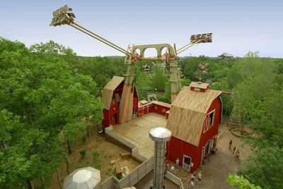 Flying high on the Giant Swing at Silver Dollar City in Branson, Mo
