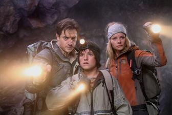 Brendan Fraser stars as Trevor Josh Hutcherson stars as Sean and Anita Briem stars as Hannah in New Line Cinema release JOURNEY TO THE CENTER OF THE EARTH. Photo Credit Sebastian Raymond New Line Cinema