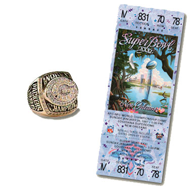  Championship Ring and Game Ticket Super Bowl XXXI: Green Bay Packers 35