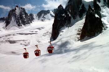 Ultimate mountain lift, the Aiguille du Midi from France to Italy Mont Blanc