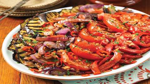 Balkan Grilled Eggplant-Pepper Salad With Tomatoes And Chilies Recipes