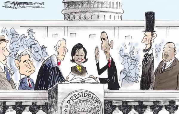 Barack Obama Inauguration Illustration by Dana Summers / Orlando Sentinal