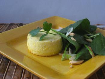 Blue Cheese Flans with Baby Spinach & Scallion Salad  Recipe