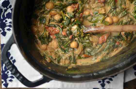 Braised Coconut Spinach and Chickpeas with Lemon Recipe