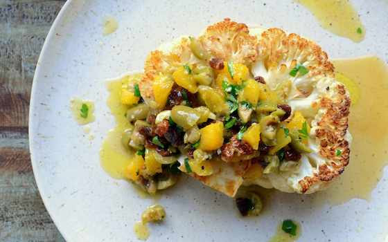 Cauliflower 'Steak' with Olive Pistou Recipe