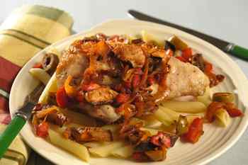 Chicken with Grilled Pepper and Tomato Sauce Recipe