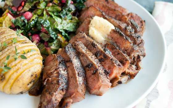 Chili-Rubbed Steak with Maple-Bourbon Butter Recipe