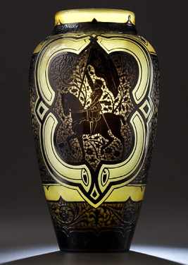 This cameo glass vase called 'Jeanne d'Arc,' made by French glass master Emile Galle in 1885, sold for $14,340 recently at Heritage Auction Galleries in Dallas