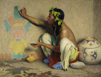 'The Kachina Painter,' a 1917 oil on canvas by E.I. Couse, sold for $753,000 in a recent Coeur D'Alene art auction