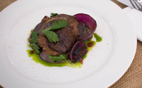 Cool Roasted Shiitake with Barbecued Onions and Basil Oil Recipe