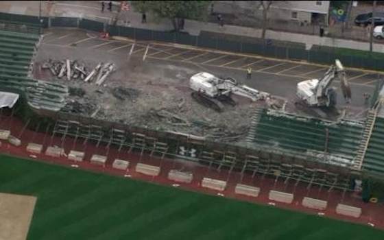 Demolition Begins On Wrigley Field Bleachers