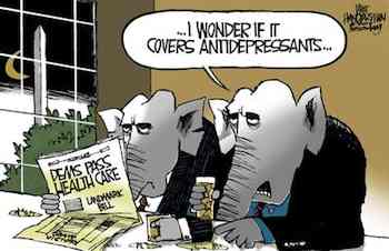 Walt Handelsman Dems Pass Healthcare Reform Healthcare Bill will cut deficit by $138 Billion