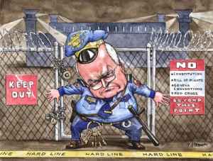 Matt Wuerker relates to embattled Former Vice President Dick Cheney and the secrecy surrounding his many activities.