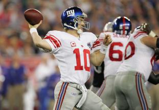 Super Bowl XLII MVP QB Eli Manning has Giants off to a 4 - 0 start this NFL 2008 season