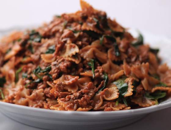Farfalle Abruzzese with Veal, Porcini and Spinach Recipe