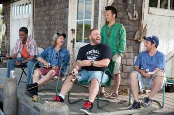 Chris Rock, David Spade, Kevin James, Rob Schneider & Adam Sandler in the movie Grown Ups