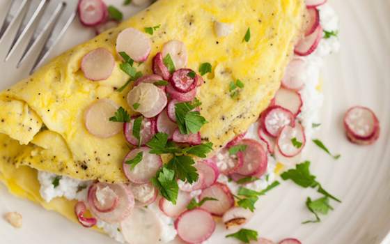 Roasted Radish and Herbed Ricotta Omelette Recipe