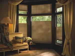 This shade system, available from Hunter Douglas, permits easy and effective light control while adding an attractive touch to the room.