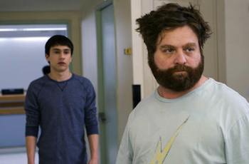 Keir Gilchrist & Zach Galifianakis  in the movie It's Kind Of A Funny Story