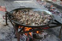 At Son Amar, a Spanish-style winery with outdoor space for pig roasting and paella making, we helped prepare our paella lunch in the large frying pan where the dish gets its name