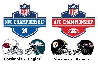 Cardinals Host Eagles & Steelers Host Ravens in Conference Championship Games
