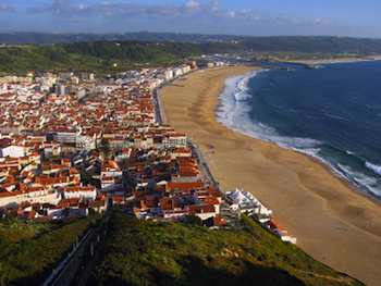 Taking the funicular up to Sitio earns you a grand view of Nazare and its golden beach Photographer: Robert Wright