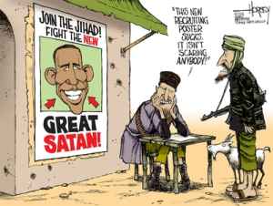 David Horsey - Obama; jihad; Satan