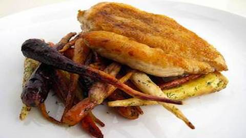 Pan-Roasted Chicken Breasts with Dilled Baby Rainbow Carrots  Recipe