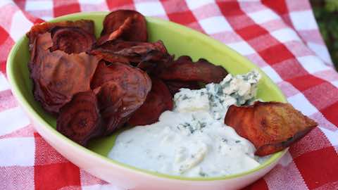 Patriotic Chips: Red & White Chips with American Blue Cheese Sauce Recipe