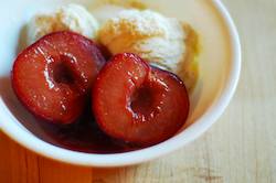 Plums Poached in Wheat Beer