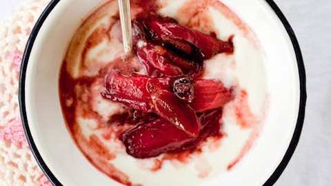 Poached Rhubarb Royale Compote Recipe