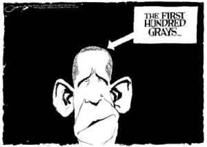 Artwork by Ohman, Jack | Obama's First 100 Days: Obama's Liberal Arrogance Will Be His Undoing | Jonah Goldberg