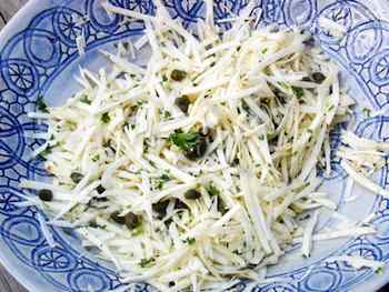 Quick Celery Root Salad with Capers and Lemon, A Christmas Treat With the Taste of Days Gone By