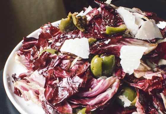Radicchio Salad with Green Olives and Parmesan Recipe