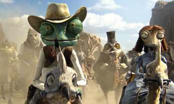 Johnny Depp and Isla Fishe in Rango